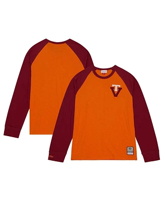 Men's Mitchell & Ness Orange Virginia Tech Hokies Legendary Slub Raglan Long Sleeve T-shirt