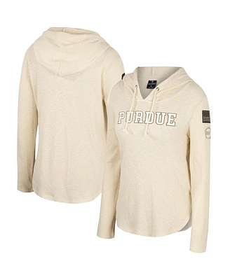 Women's Colosseum Cream Purdue Boilermakers Oht Military-Inspired Appreciation Casey Raglan Long Sleeve Hoodie T-shirt