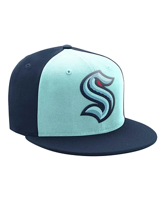 Men's Starter Light Blue, Deep Sea Blue Seattle Kraken Logo Two-Tone Snapback Hat