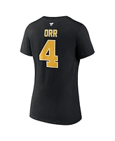 Women's Fanatics Bobby Orr Black Boston Bruins Centennial Authentic Stack Retired Player Name and Number V-Neck T-shirt