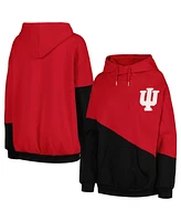 Women's Gameday Couture Crimson, Black Indiana Hoosiers Matchmaker Diagonal Cowl Pullover Hoodie