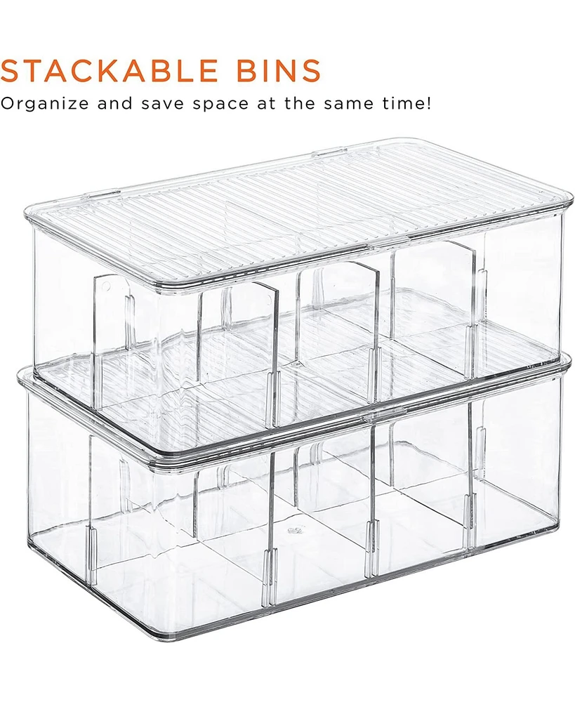 Sorbus Storage Bins For Pantry With Dividers & Lids (2 Pack)