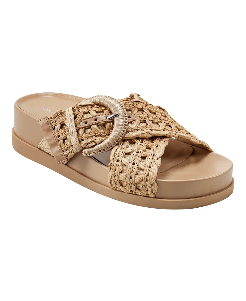 Marc Fisher Women's Welti Woven Slip-On Flat Footbed Sandals