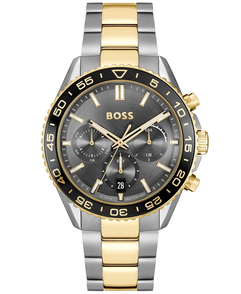 Hugo Boss Men's Runner Quartz Chrono Stainless Steel Ionic Plated Thin Gold-Tone Steel Watch 44mm