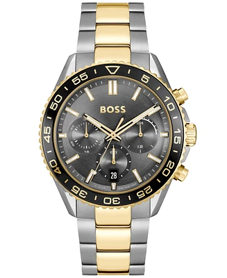 Boss Men's Runner Quartz Chrono Stainless Steel Ionic Plated Thin Gold-Tone Steel Watch 44mm