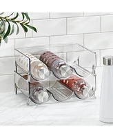 mDesign Plastic Free-Standing Stackable 3 Bottle Wine Storage Rack, Clear