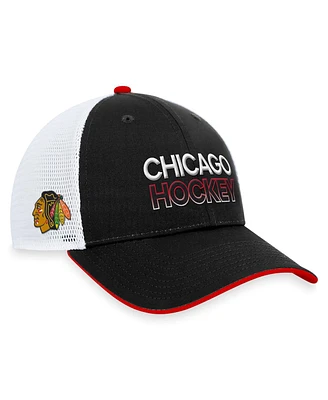 Men's Fanatics Black Chicago Blackhawks Authentic Pro Rink Trucker Adjustable Hat