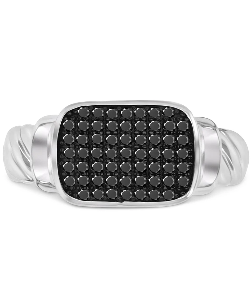 Black Spinel Pave Cluster Statement Ring (3/8 ct. t.w.) Sterling Silver
