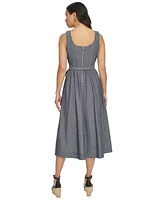 Dkny Women's Chambray Square-Neck Sleeveless Midi Dress