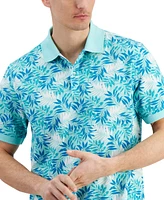 Club Room Men's Dello Textured Short Sleeve Leaf-Print Performance Polo Shirt, Created for Macy's