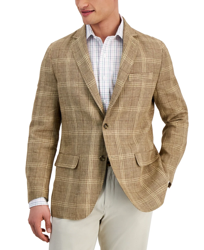 Club Room Men's Plaid Linen Notch Lapel Blazer, Created for Macy's