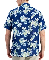Club Room Men's Noche Floral-Print Short-Sleeve Linen Shirt, Created for Macy's