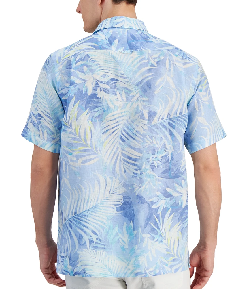 Club Room Men's Gado Leaf-Print Short-Sleeve Linen Shirt, Created for Macy's