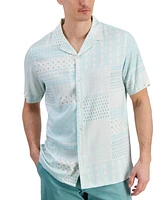 Club Room Men's Patchwork Geo-Print Resort Camp Shirt, Created for Macy's