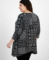 Jm Collection Plus Patchwork Paradise Swing Tunic