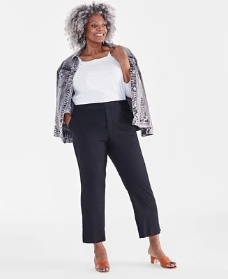 Style & Co Plus Mid-Rise Linen Blend Everyday Ankle Pants, Created for Macy's