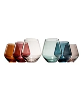 The Wine Savant Pastel Colored Stemless Crystal Wine Glasses, Set of 6