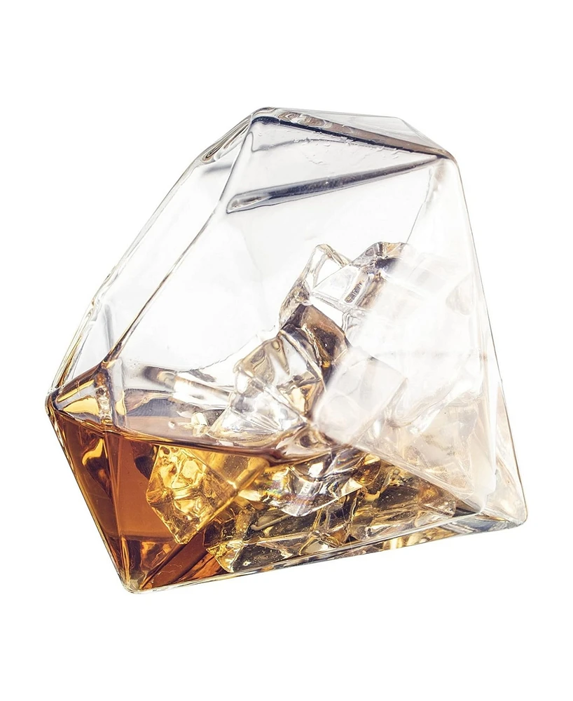The Wine Savant Diamond Whiskey Decanter with Diamond Whiskey Glasses, Set of 3