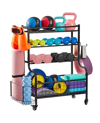 Lugo Heavy-Duty Heavy Duty Dumbbell Storage Rack & Stand with Wheels and Hooks