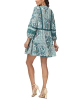 Frye Women's Dahlia Printed Lace-Trim Babydoll Dress