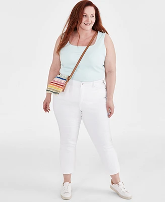 Style & Co Plus High-Rise Cuff Capri Jeans, Created for Macy's