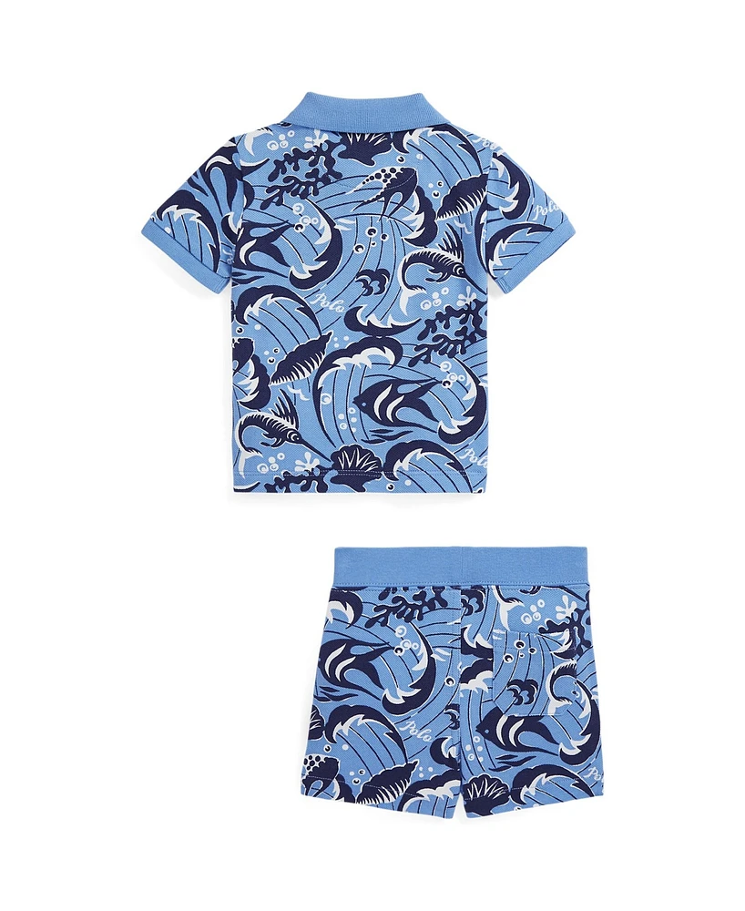 Polo Ralph Lauren Baby Boys Reef Print Cotton Shirt and Shorts Set