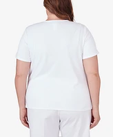 Alfred Dunner Plus Size All American Butterfly Heat Seat Short Sleeve Top