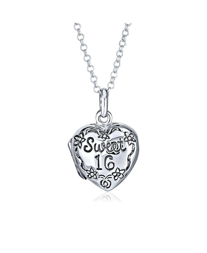 Bling Jewelry Sweet 16 Birthday Locket Necklace That Holds Picture For Photo Holder Flower Heart Lockets