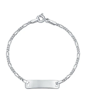 Customized Thin Danity Identification Id Bracelet Figaro Name Plated Wrist 7 Inch For Women Teens .925 Sterling Silver