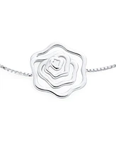 Bling Jewelry Delicate Garden Flower Open Rose Slide Bolo Style Bracelet For Women Sterling Silver Adjustable