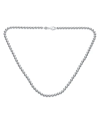 Traditional Dainty .925 Sterling Silver Petite 4,Mm Round Bead Station Ball Necklace For Women Teens Shinny Polished Inch