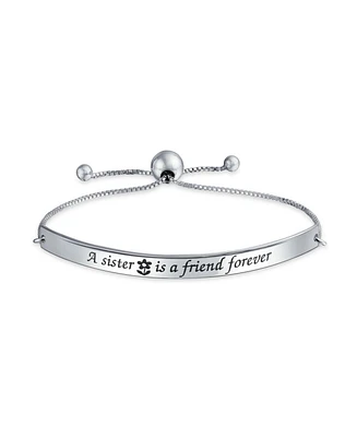 A Sorority Sister is a Friend Forever Inspirational Bff Mantra Bolo Bracelet For Women Teens Graduation Gift .925 Sterling Silver Adjustable