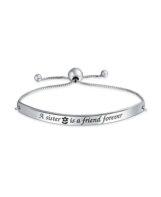 Bling Jewelry A Sorority Sister is a Friend Forever Inspirational Bff Mantra Bolo Bracelet For Women Graduation Gift Sterling Silver Adjustable