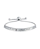A Sorority Sister is a Friend Forever Inspirational Bff Mantra Bolo Bracelet For Women Teens Graduation Gift .925 Sterling Silver Adjustable