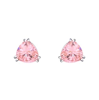 Bling Jewelry Classic Large Statement 6CT Triangle Trillion Cut Cz Solitaire Clip On Stud Earrings Rhodium Plated Brass Non Pierced 12MM