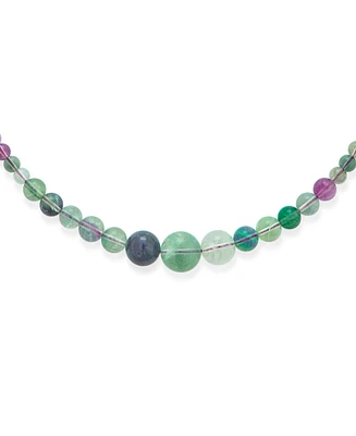 Elegant Simple Classic Graduated Round Bead Ball Green Purple Blue Translucent Rainbow Fluorite Gemstone Strand Necklace Jewelry For Women 18 Inches
