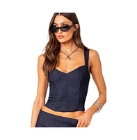 Women's Jemma lace up denim corset - Dark