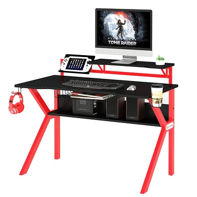 Simplie Fun Pvc Coated Ergonomic Metal Frame Gaming Desk, Black