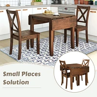 Streamdale Furniture 3-Piece Wood Drop Leaf Breakfast Nook Dining Table Set With 2 X-Back Chairs For Small Places