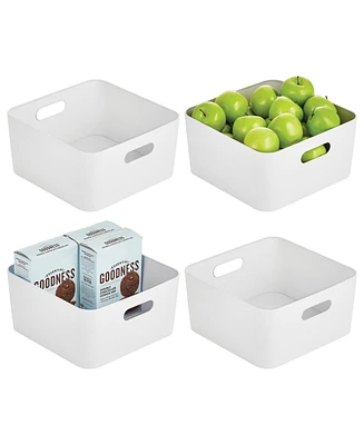 mDesign Medium Metal Kitchen Storage Container Bin with Handles, 4 Pack