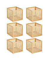 mDesign Natural Cane Square Storage Organizer Bin - 6 Pack