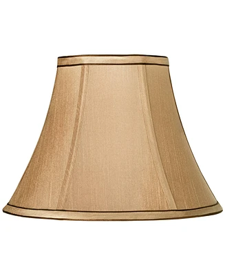 Tan Small Bell Lamp Shade and Brown Trim 6" Top x 12" Bottom x 9" High (Spider) Replacement with Harp and Finial - Spring crest