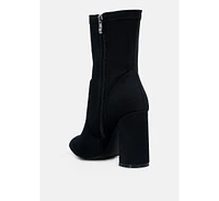 ankle lycra block heeled boots