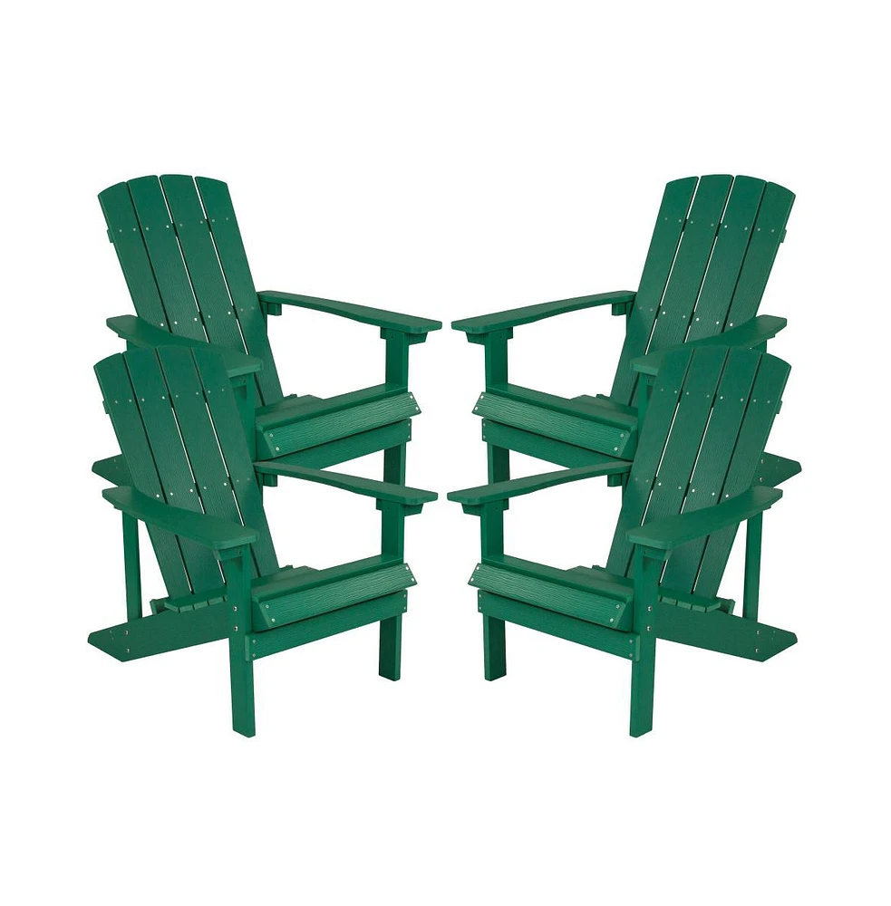 Emma+Oliver Pack Outdoor All-Weather Poly Resin Wood Adirondack Chairs