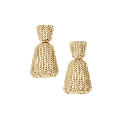 Sohi Women's Gold Herringbone Drop Earrings