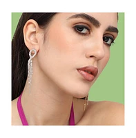 Sohi Women's Silver Bling Drop Earrings