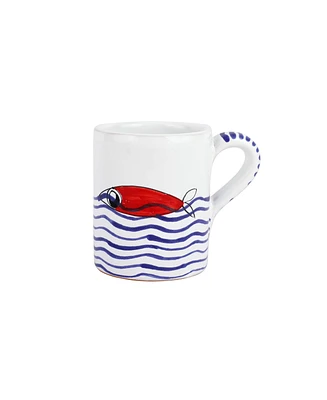 Vietri Pesce Pazzo Red Swimming Fish Mug