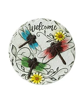 Glitzhome 9.75" D Set of 2 Cement Stepping Stones with Fluttering Butterflies and Dragonflies Pattern