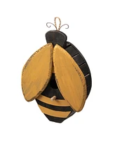 Glitzhome 11.75" H Unique Cute and Lifelike Bee Shaped Distressed Solid Wood Decorative Outdoor Garden Birdhouse