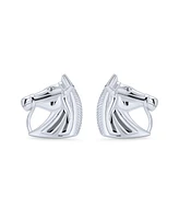 Cow Girl Equestrian Thoroughbred Winner Horse-Head Stud Earrings Horseshoe Necklace Western Jewelry For Women .925 Sterling Silver